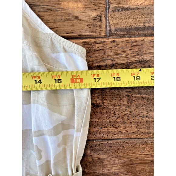 Splendid Tan White Camo Linen Blend Sleeveless Fray Hem Mini Dress Medium - Picture 8 of 8